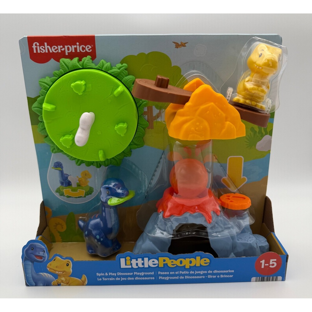 Fisher Price Little People Spin & Play Dinosaur Playground Volcano Playset NEW